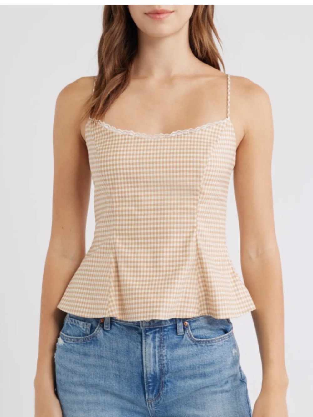 Reformation Genevieve Gingham Peplum Top